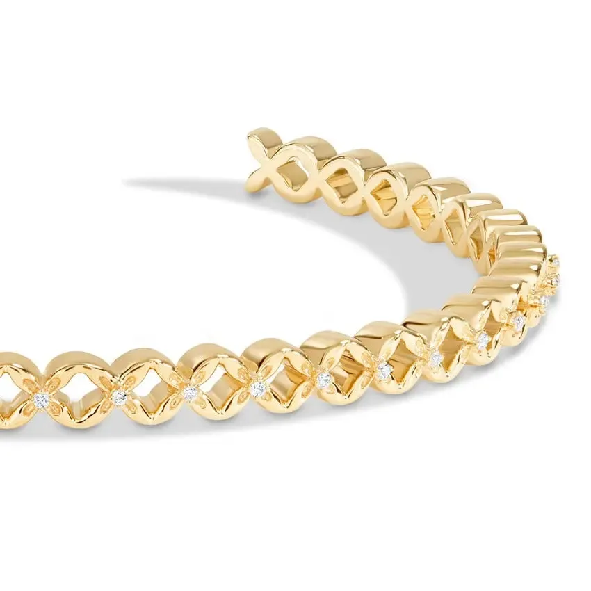 0.06CTW Flower Diamond Cuff Bracelet