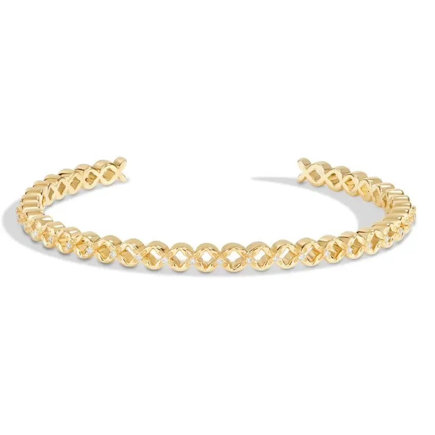 0.06CTW Flower Diamond Cuff Bracelet