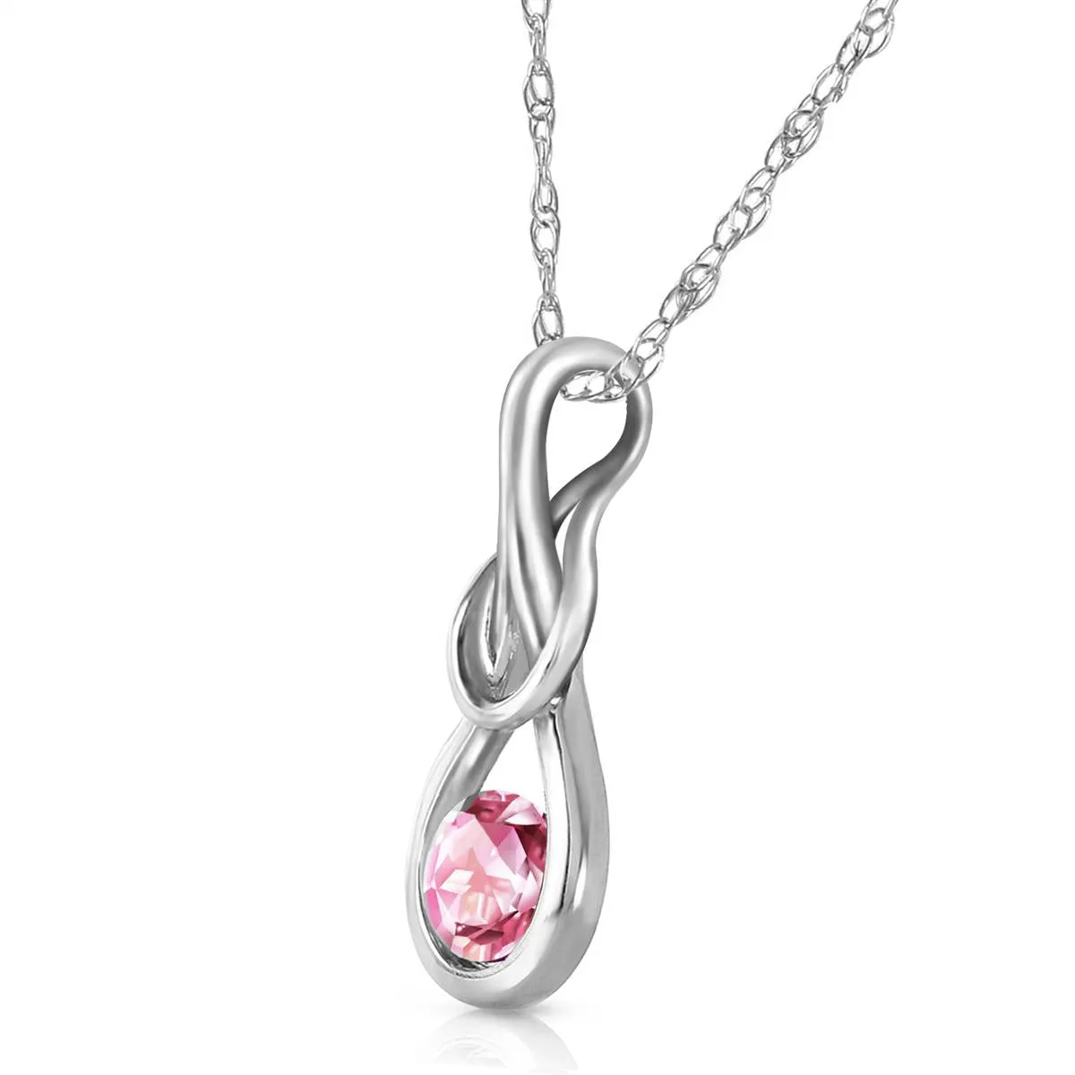 0.65 Carat 14K Solid White Gold Amethystong Other Faces Pink Topaz Necklace
