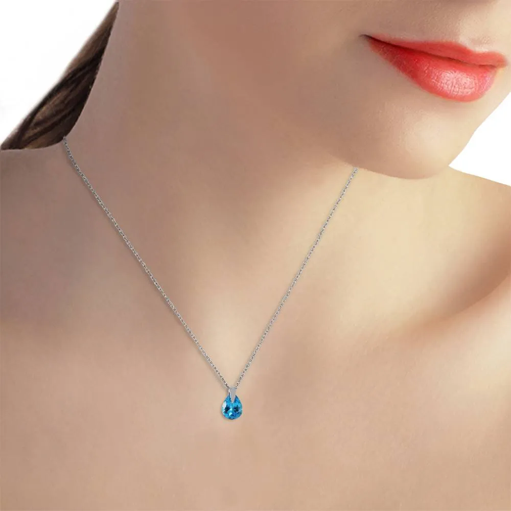 0.68 Carat 14K Solid White Gold Necklace Natural Blue Topaz