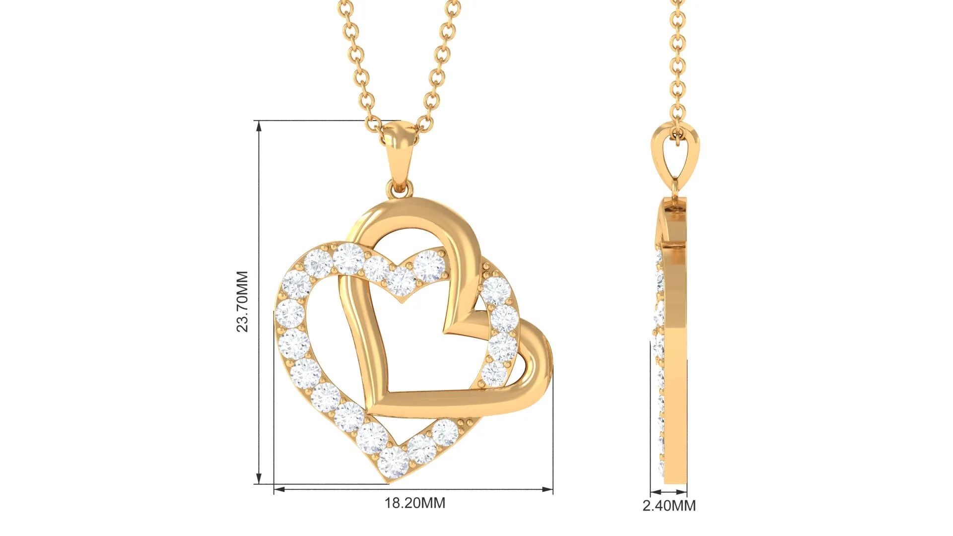 0.75 CT Round Shape Moissanite Interlock Heart Pendant