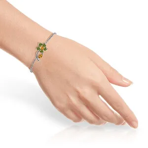 0.87 Carat 14K Solid White Gold Flower Bracelet Citrine Peridot