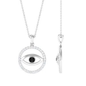 1 CT Black Spinel Evil Eye Pendant with Moissanite Eternity