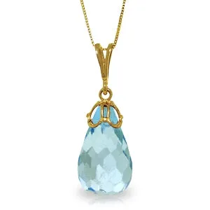 10.25 Carat 14K Solid Yellow Gold Hidden Charm Blue Topaz Necklace