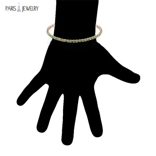 10k Rose Gold 6 Cttw Created Peridot Round Adjustable Tennis Plated Bracelet