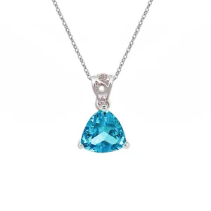 10k White Gold Blue Topaz Necklace