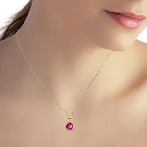1.15 Carat 14K Solid Yellow Gold Elizabeth Bennet Pink Topaz Necklace