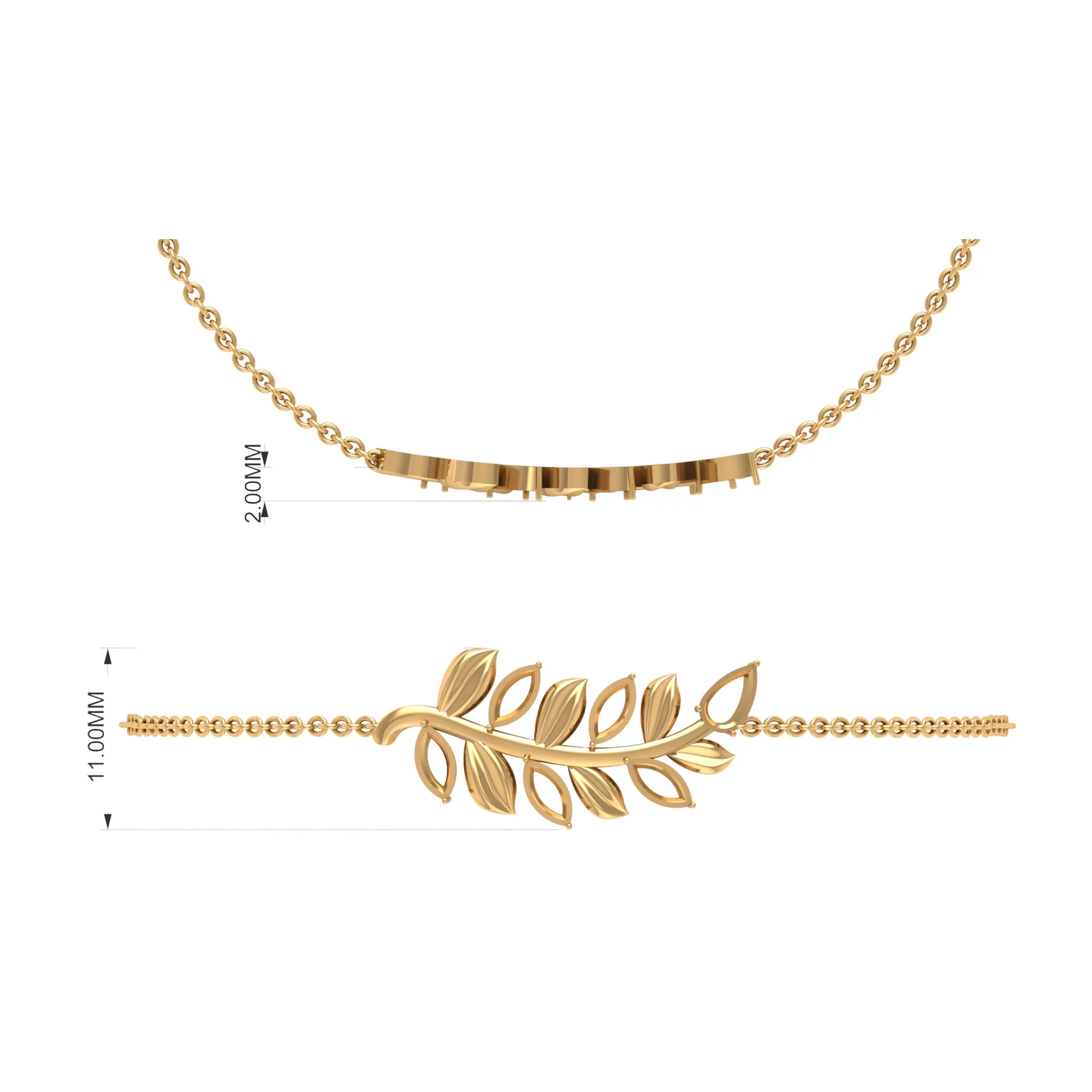 1.25 CT Natural Amethyst Gold Leaf Chain Bracelet