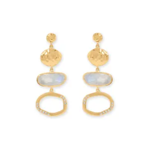 14 Karat Gold Plated Rainbow Moonstone Drop Earrings