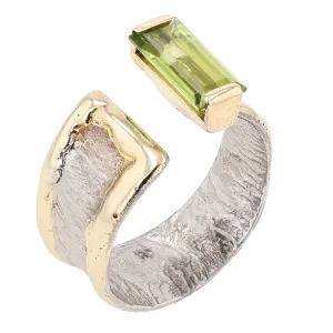 14K Gold & Crystalline Silver Peridot Ring - 40346