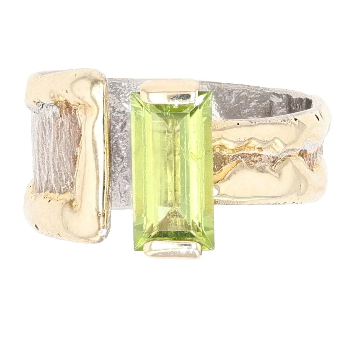 14K Gold & Crystalline Silver Peridot Ring - 40346