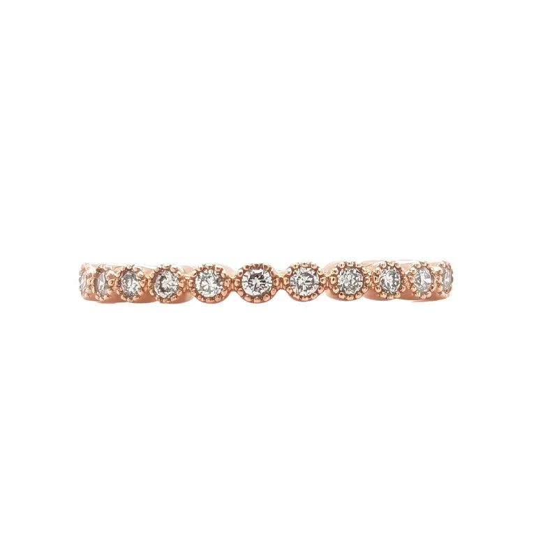 14K Rose Gold Milgrain Stackable Ring