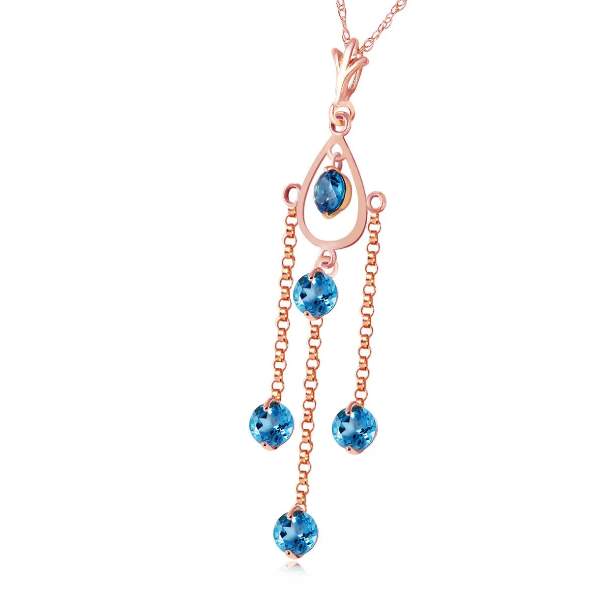 14K Solid Rose Gold Blue Topaz Limited Edition Necklace
