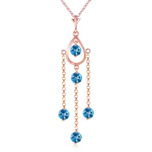 14K Solid Rose Gold Blue Topaz Limited Edition Necklace