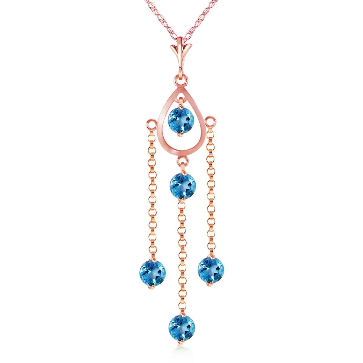 14K Solid Rose Gold Blue Topaz Limited Edition Necklace