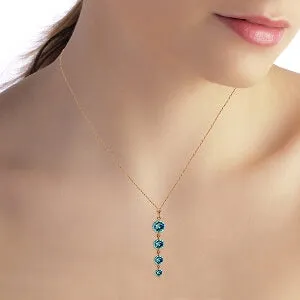 14K Solid Rose Gold Blue Topaz Necklace Genuine New