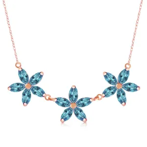 14K Solid Rose Gold Blue Topaz New Certified Classic Necklace