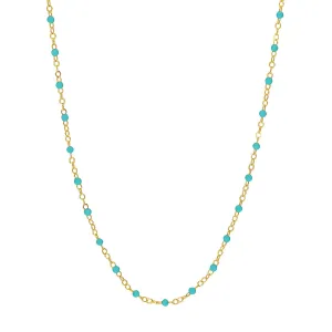 14K TURQUOISE ENAMEL STATION BEAD NECKLACE