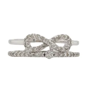 14K White Gold Two Row Diamond Infinity Band