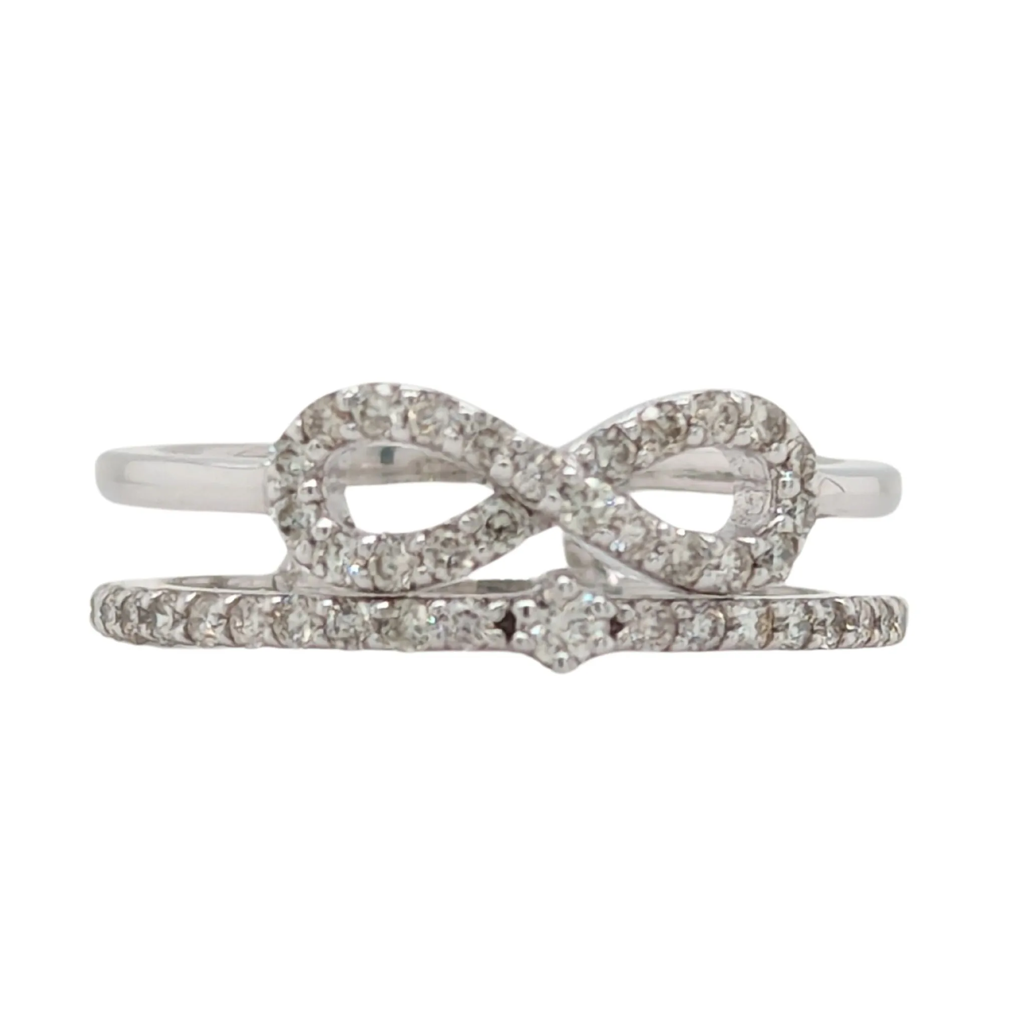 14K White Gold Two Row Diamond Infinity Band