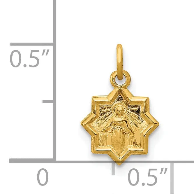 14k Yellow Gold Blessed Mary Pendant