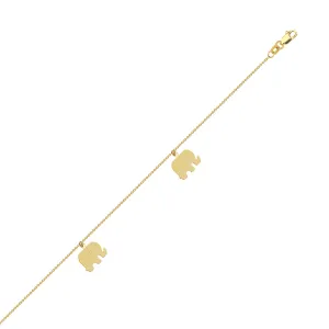 14k Yellow Gold Elephant Anklet