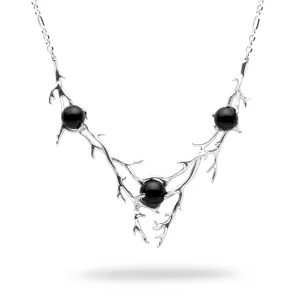 16.5-18" Adjustable Heritage Black Coral Necklace in White Gold