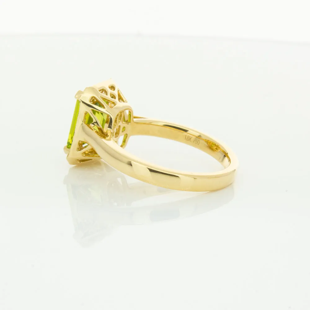 18ct Yellow Gold Peridot & Diamond Empire Ring