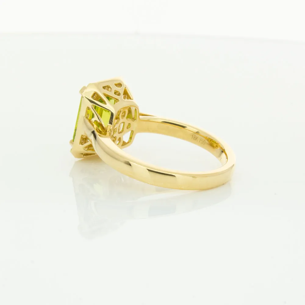 18ct Yellow Gold Peridot & Diamond Empire Ring