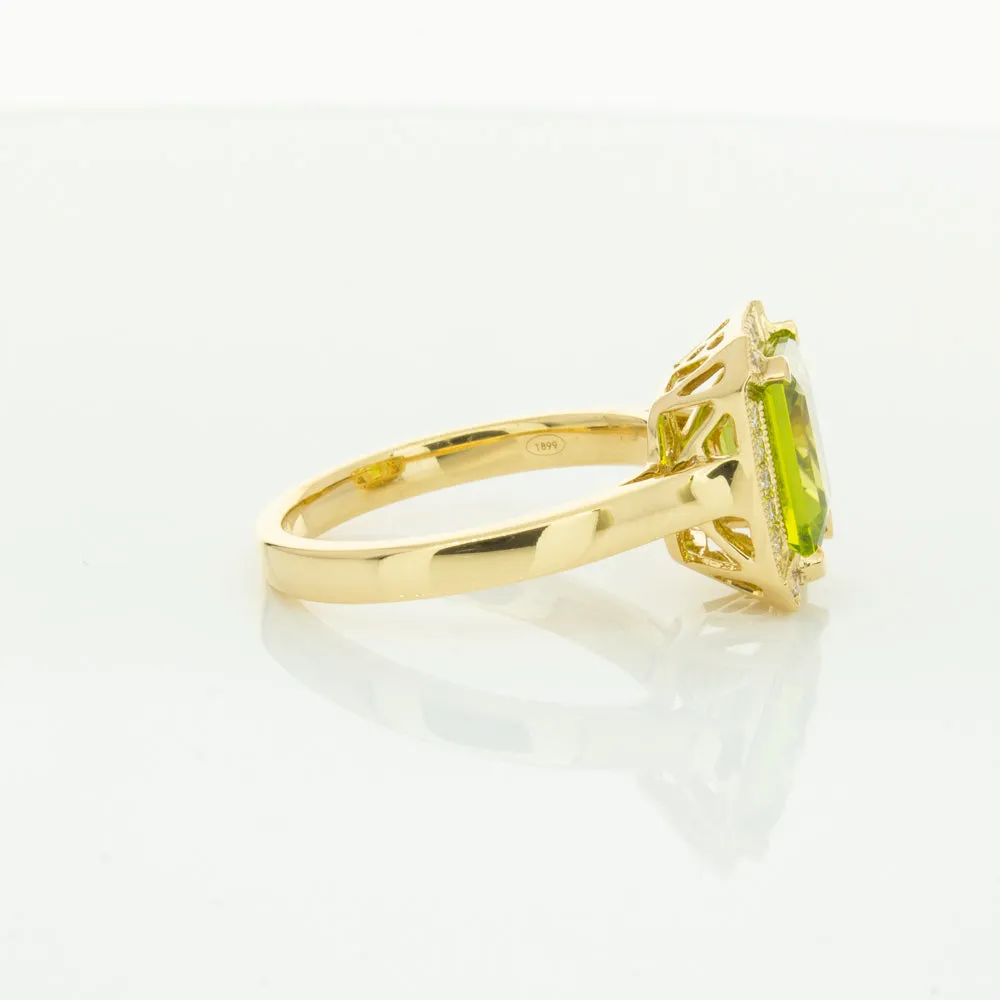 18ct Yellow Gold Peridot & Diamond Empire Ring