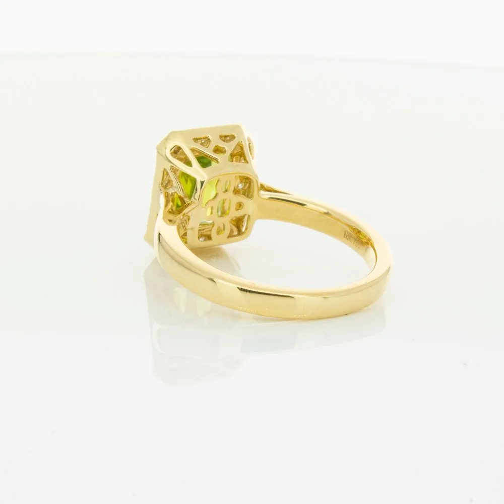 18ct Yellow Gold Peridot & Diamond Empire Ring