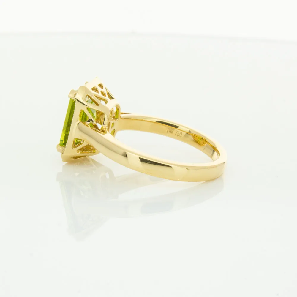 18ct Yellow Gold Peridot & Diamond Empire Ring