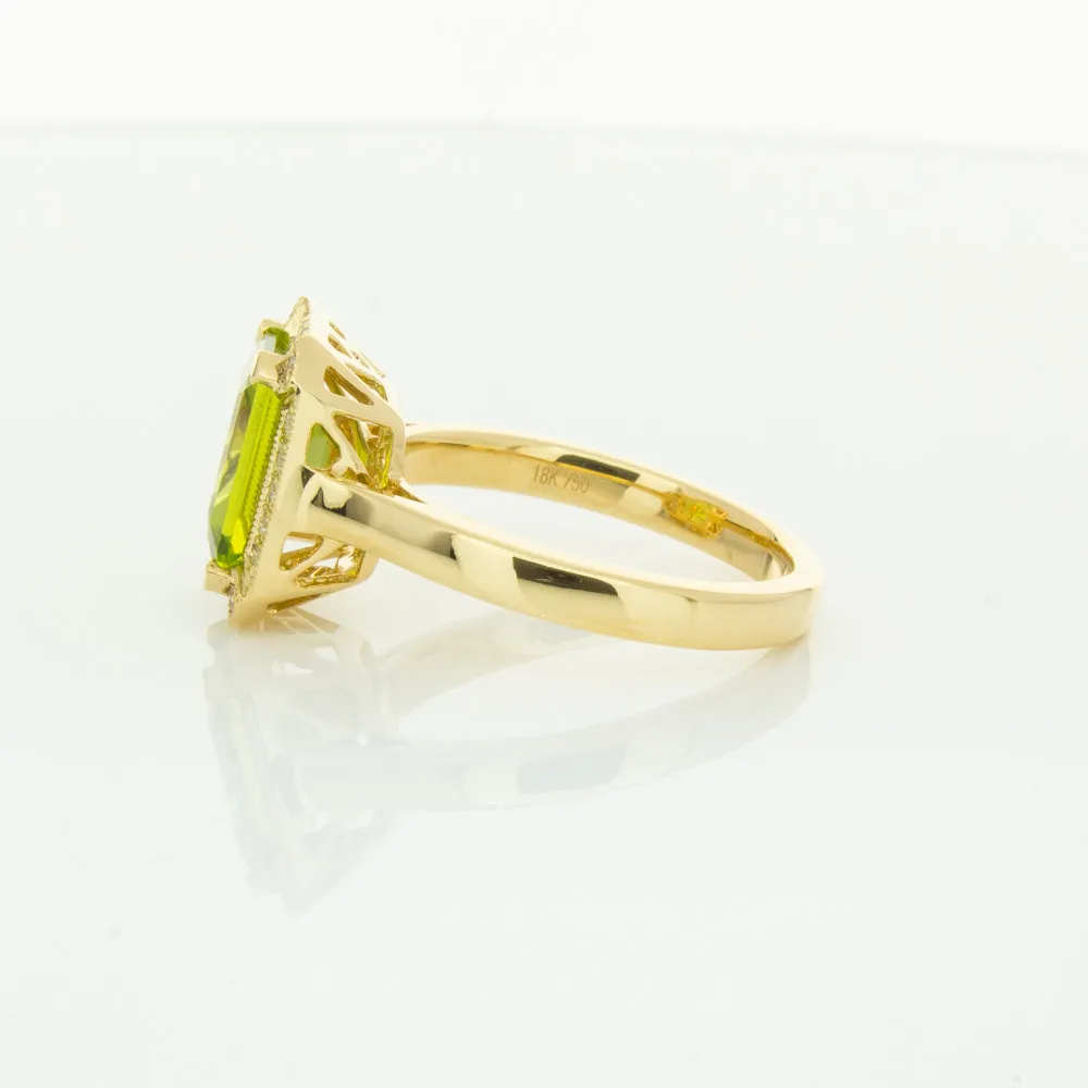18ct Yellow Gold Peridot & Diamond Empire Ring
