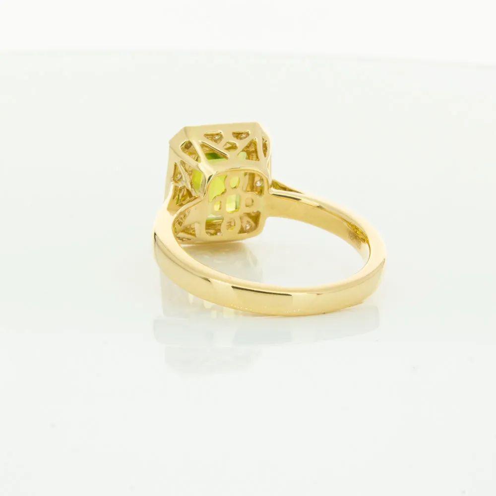 18ct Yellow Gold Peridot & Diamond Empire Ring