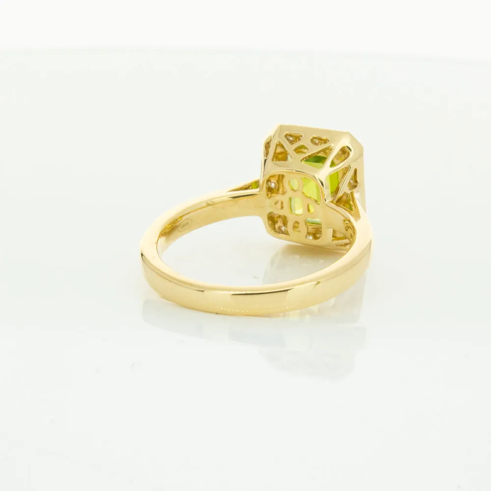 18ct Yellow Gold Peridot & Diamond Empire Ring