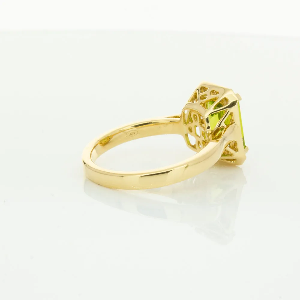18ct Yellow Gold Peridot & Diamond Empire Ring