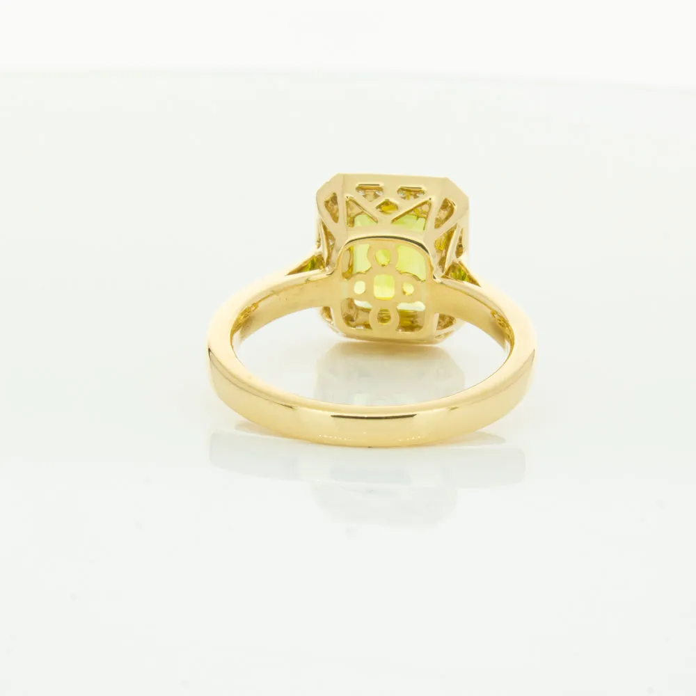 18ct Yellow Gold Peridot & Diamond Empire Ring