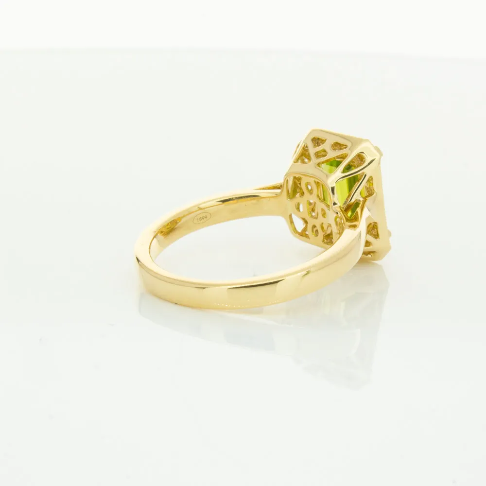 18ct Yellow Gold Peridot & Diamond Empire Ring