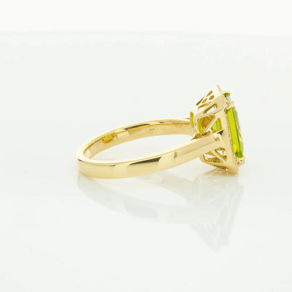 18ct Yellow Gold Peridot & Diamond Empire Ring