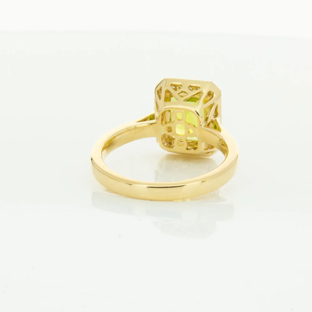 18ct Yellow Gold Peridot & Diamond Empire Ring