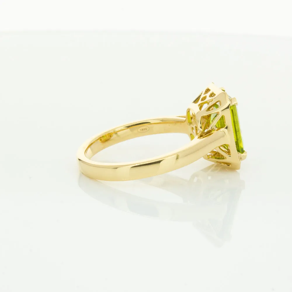 18ct Yellow Gold Peridot & Diamond Empire Ring