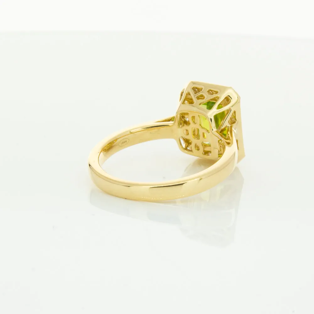 18ct Yellow Gold Peridot & Diamond Empire Ring
