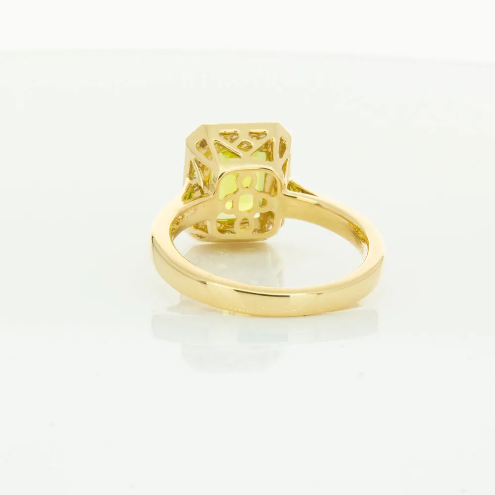 18ct Yellow Gold Peridot & Diamond Empire Ring