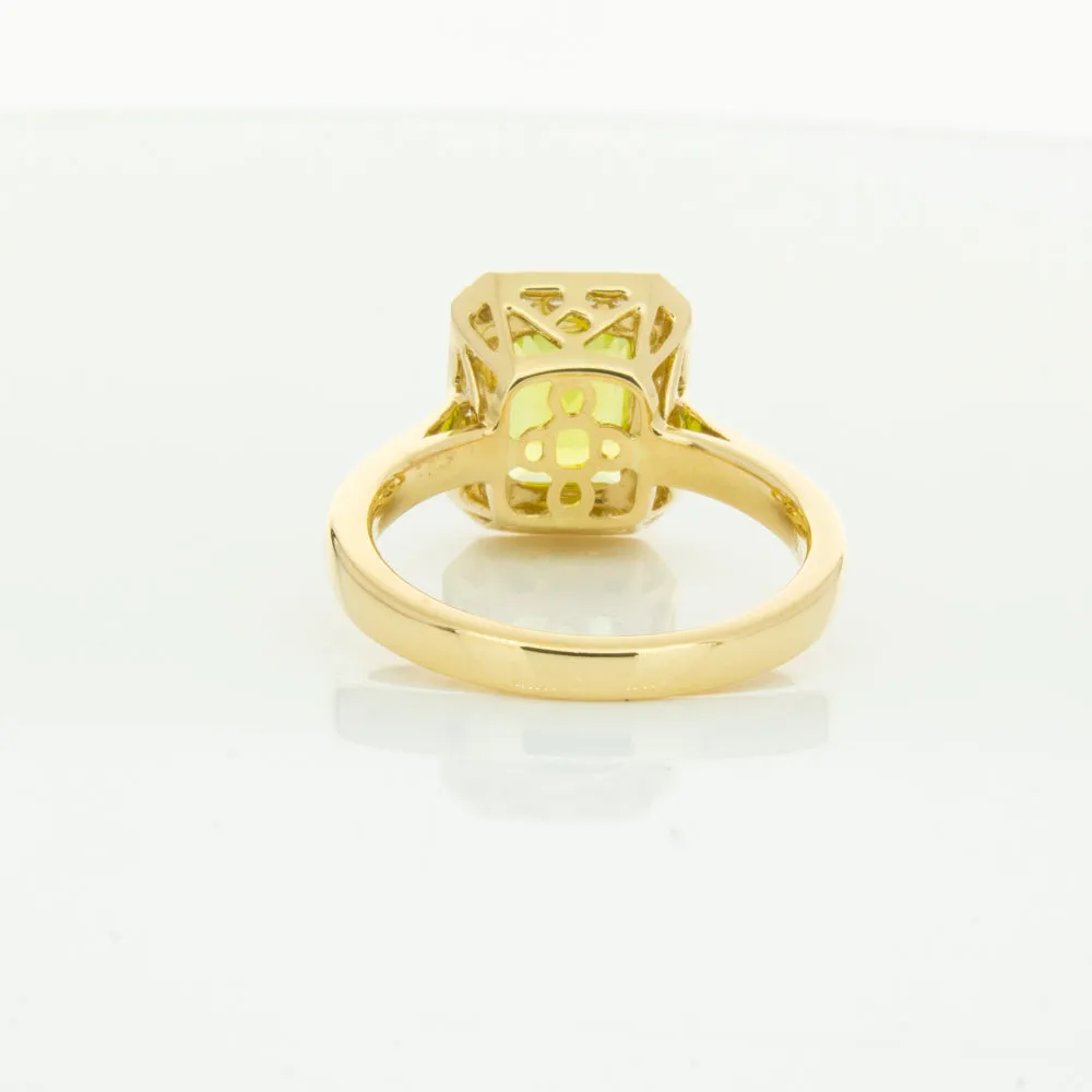 18ct Yellow Gold Peridot & Diamond Empire Ring