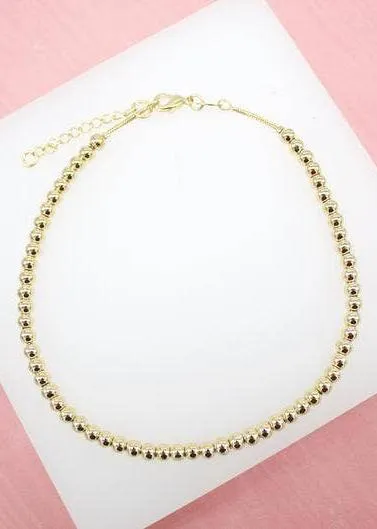18K Gold Filled 4mm Bead 9" Anklet