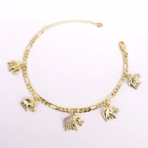 18K Gold-Filled Zirconia Elephant Anklet For Women