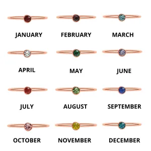 18k Rose Gold PVD Coated Stainless Steel Birthstone Stacking Ring Size 3 / ZRJ1002