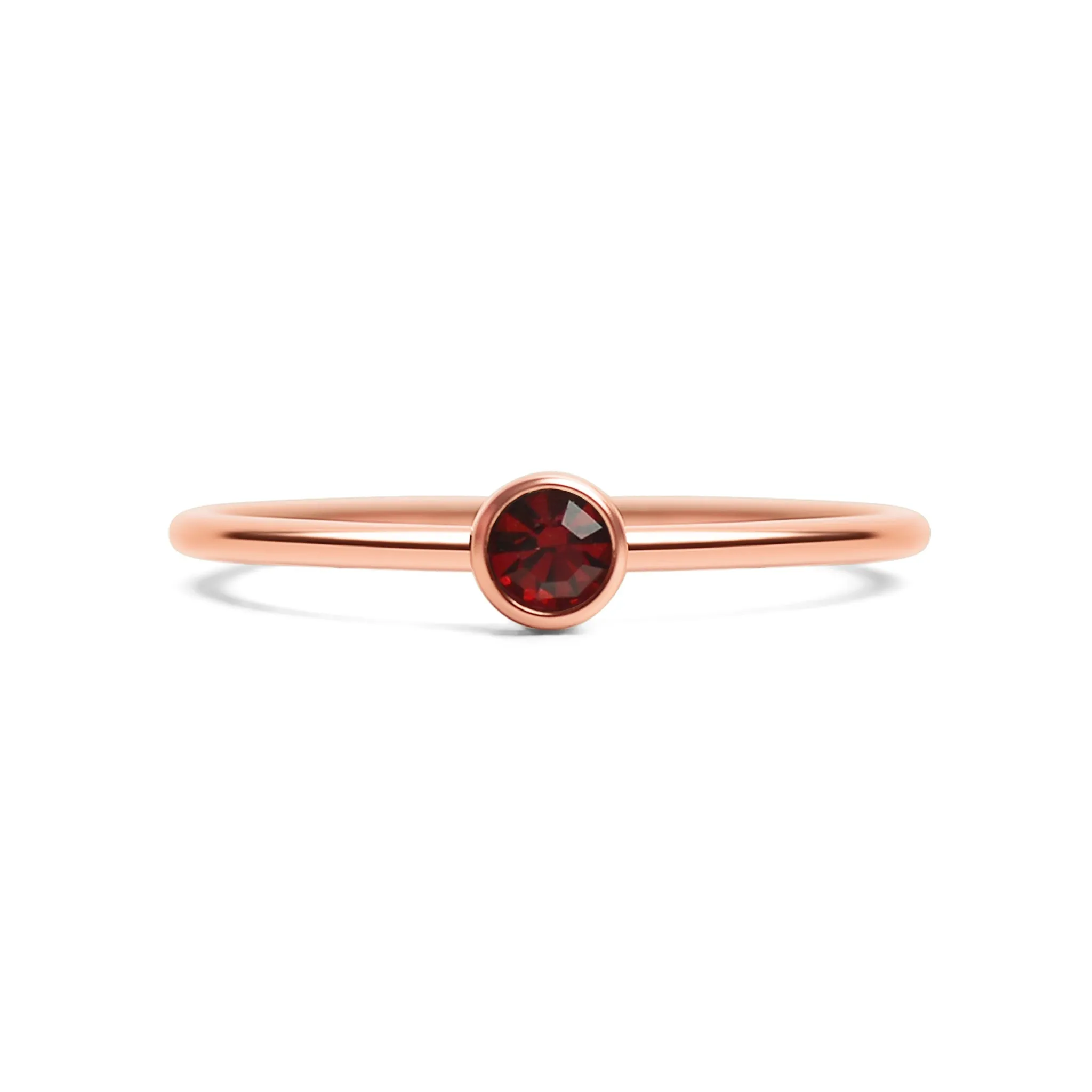 18k Rose Gold PVD Coated Stainless Steel Birthstone Stacking Ring Size 3 / ZRJ1002