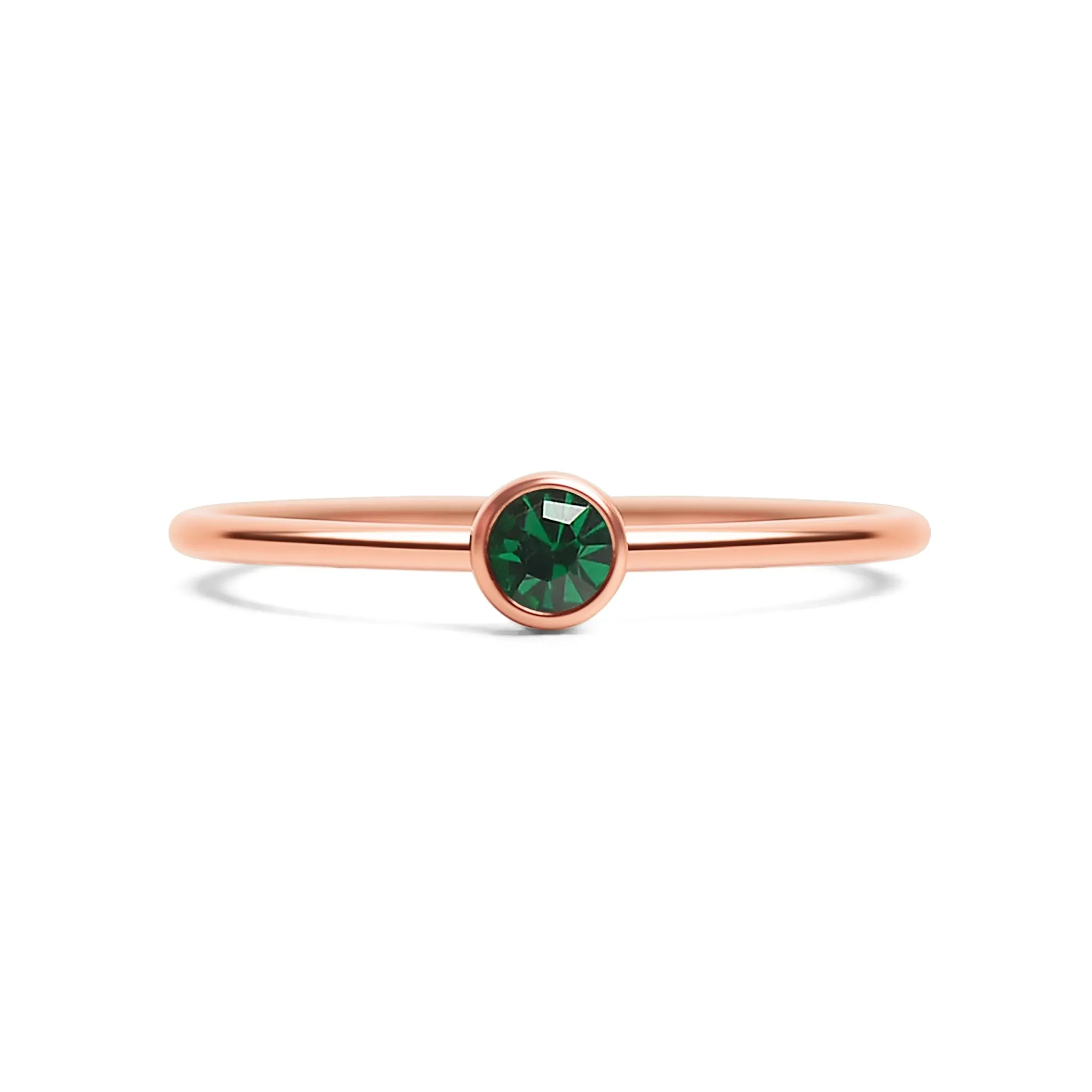 18k Rose Gold PVD Coated Stainless Steel Birthstone Stacking Ring Size 3 / ZRJ1002