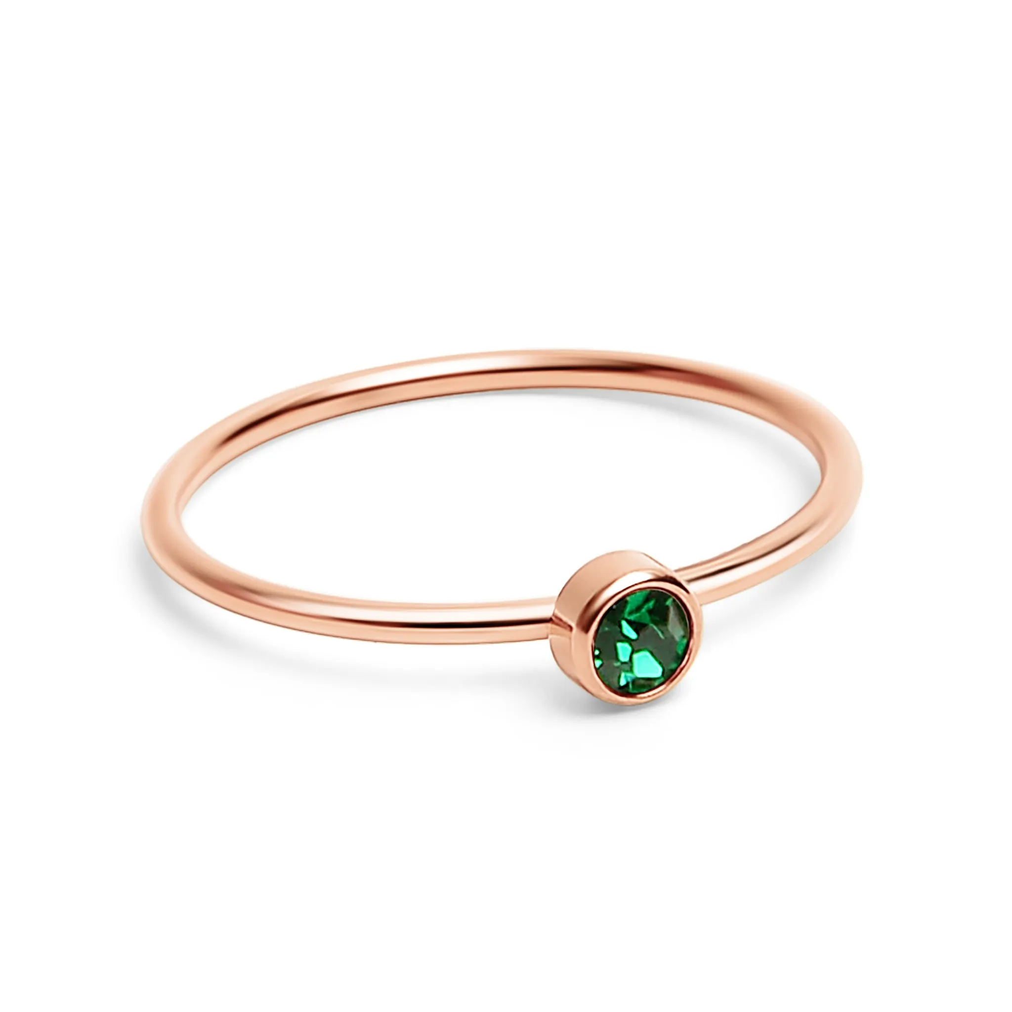 18k Rose Gold PVD Coated Stainless Steel Birthstone Stacking Ring Size 3 / ZRJ1002